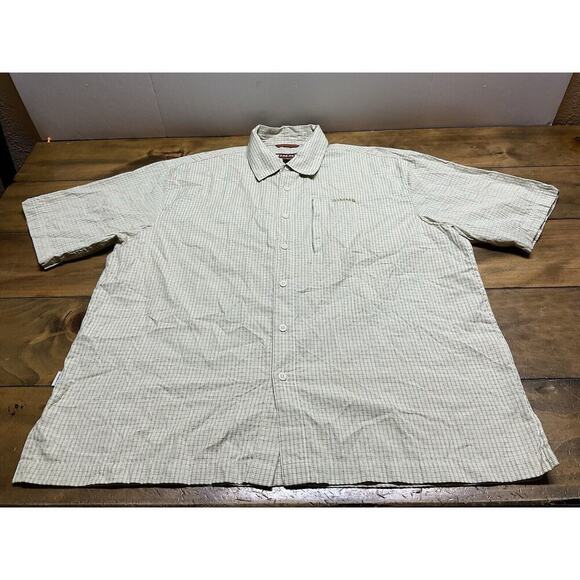Simms Core3 Fishing Shirt Mens XL Beige Plaid Short Sleeve Button Up Vented - Picture 1 of 9